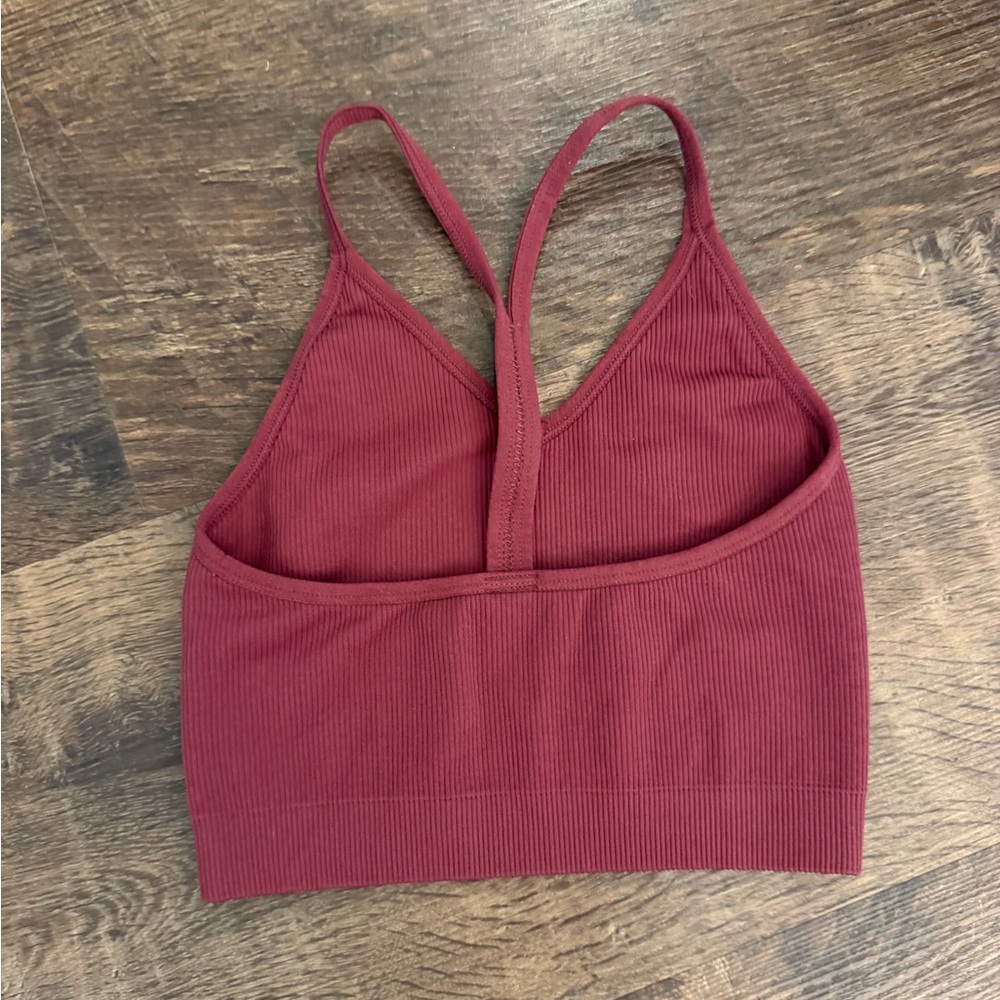 SET ACTIVE | Brand New, No Tags Sculptflex Ribbed V Bra in Maroon, Size XS